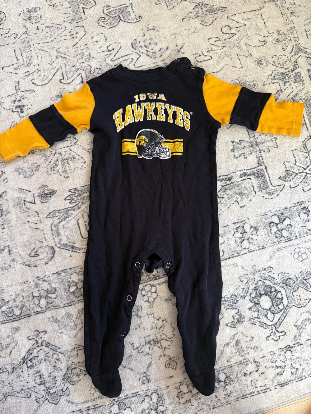 Iowa Hawkeyes Kids Navy and Gold Footed One-Piece